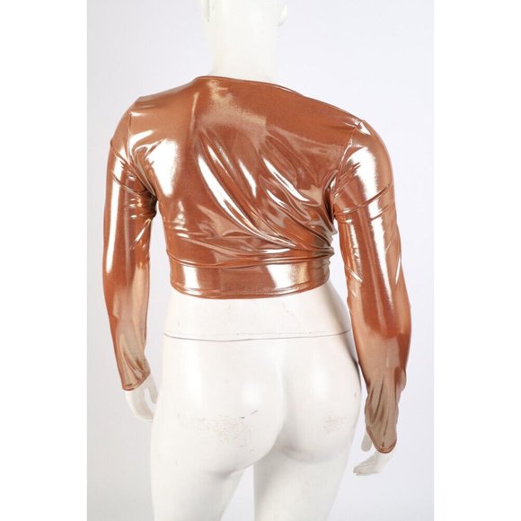 Women's Sexy Foiled Fabric Knotted Detailed Maxi Skirt 2 Piece Set Plus Curvy - Picture 10 of 14